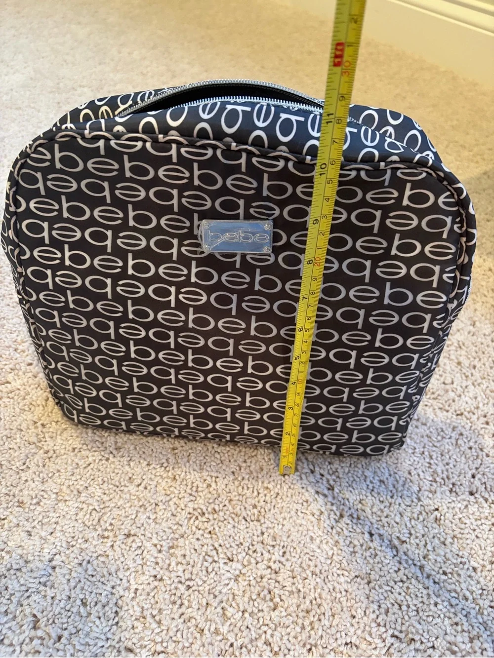 Bebe Black and White Logo Print Cosmetic Case XL